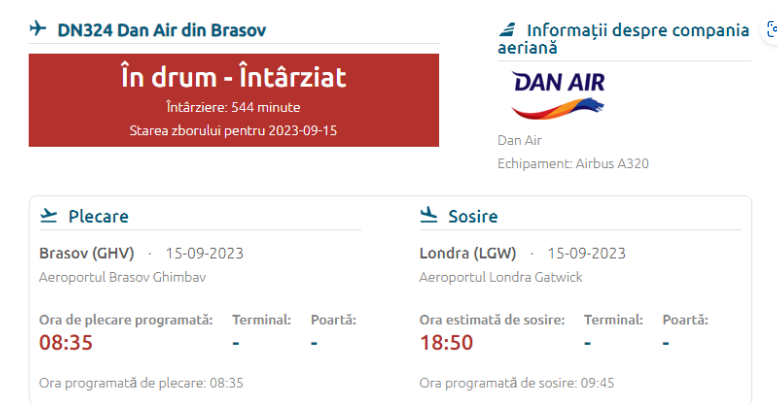 Aeroportul Brașov. 9 ore întârziere pentru un avion Dan Air 2