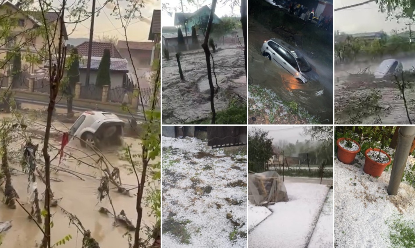 (Video) Potop cu grindină. Mașini înghițite de ape, strat de gheață chiar și de 10 cm, în Prahova 1