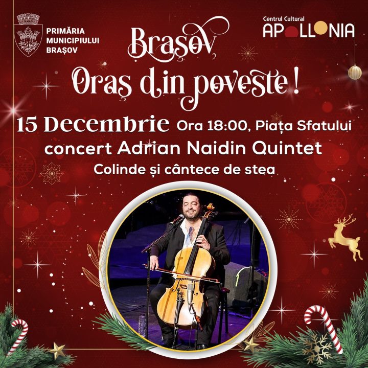 Brașov. Concert de colinde marca Adrian Naidin, duminică, în Piața Sfatului 2