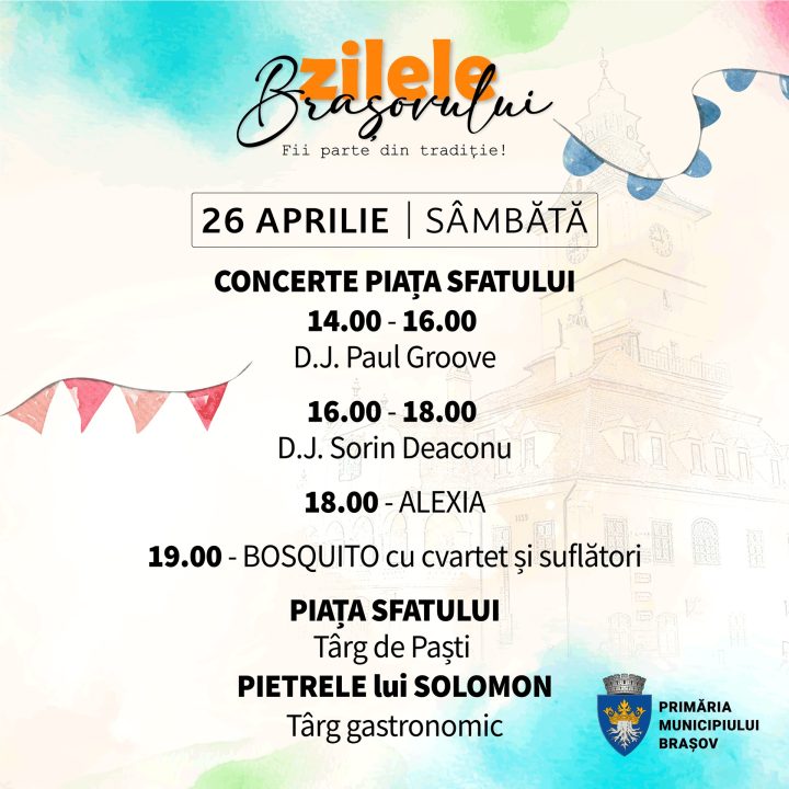 Zilele Brașovului - programul de sâmbătă, 26 aprilie 2